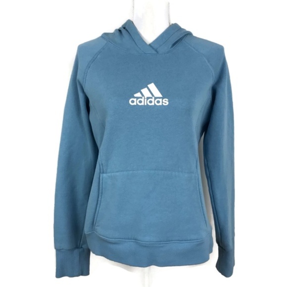 adidas Tops - Adidas Fleece Logo Kangaroo Pouch Hoodie Pullover